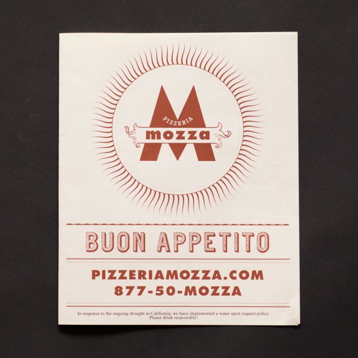 Pizzeria Mozza Menu