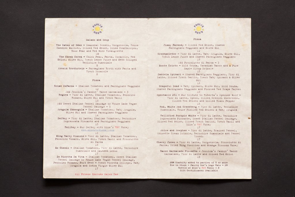 Paulie Gee's Menu