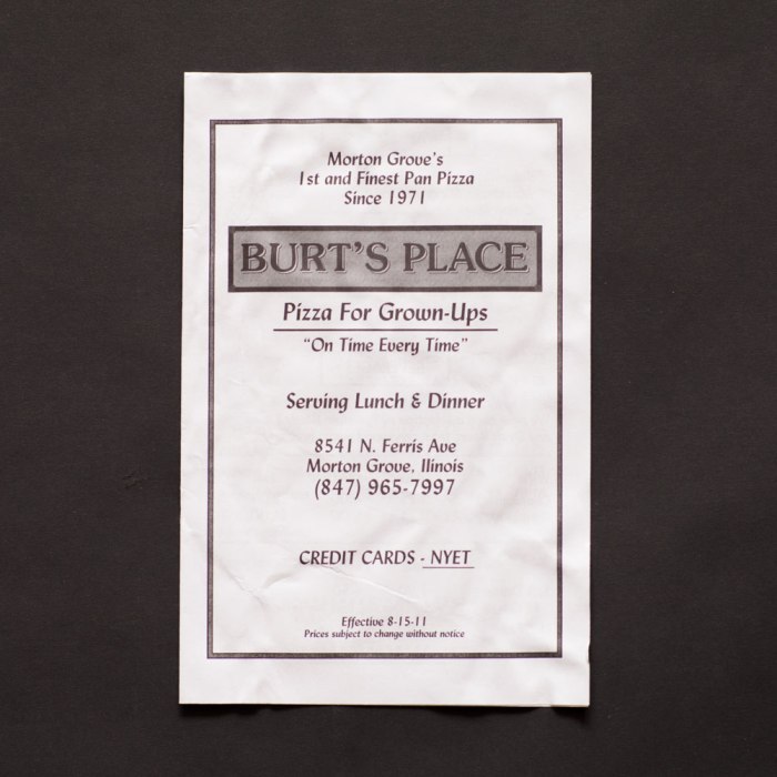 Burt's Place Menu
