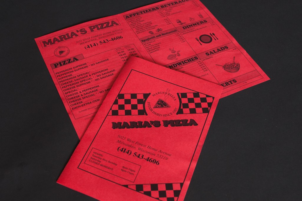 Maria's Pizza Menu