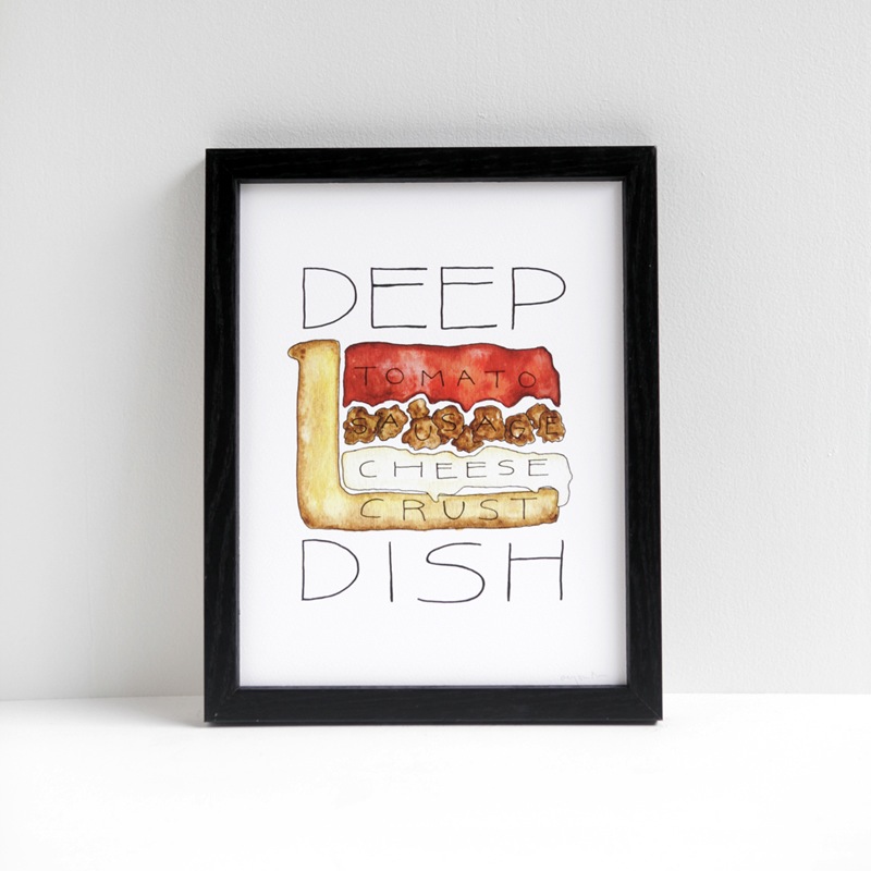 Chicago Deep Dish Pizza watercolor print by Alyson Thomas