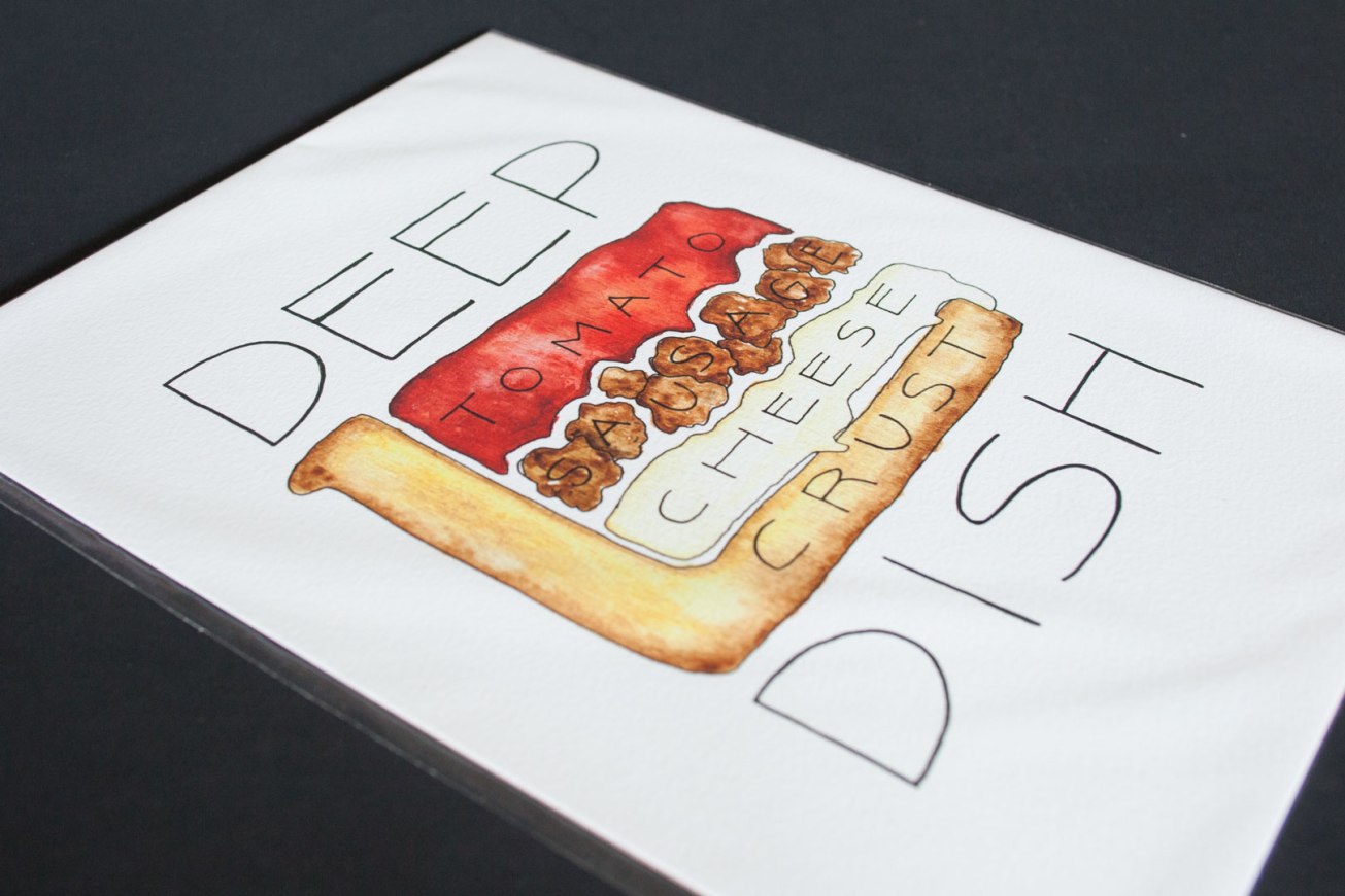 Chicago Deep Dish Pizza watercolor print by Alyson Thomas