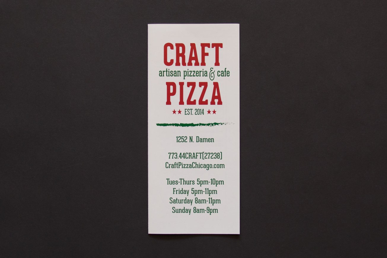 Craft Pizza Menu